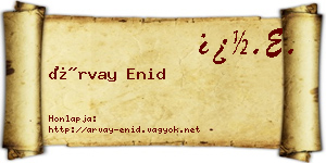 Árvay Enid névjegykártya